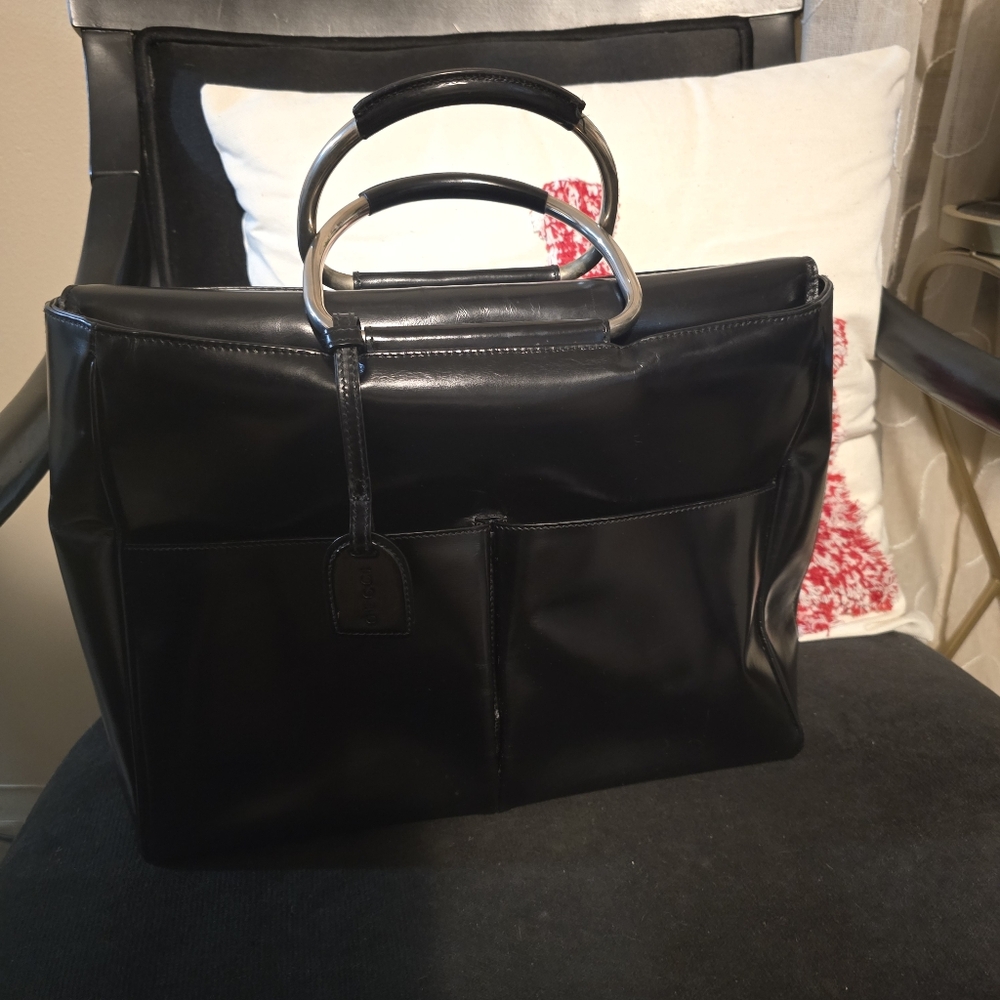 Authentic GUCCI Vintage Leather Hand Tote Bag Black - Picture 2 of 11